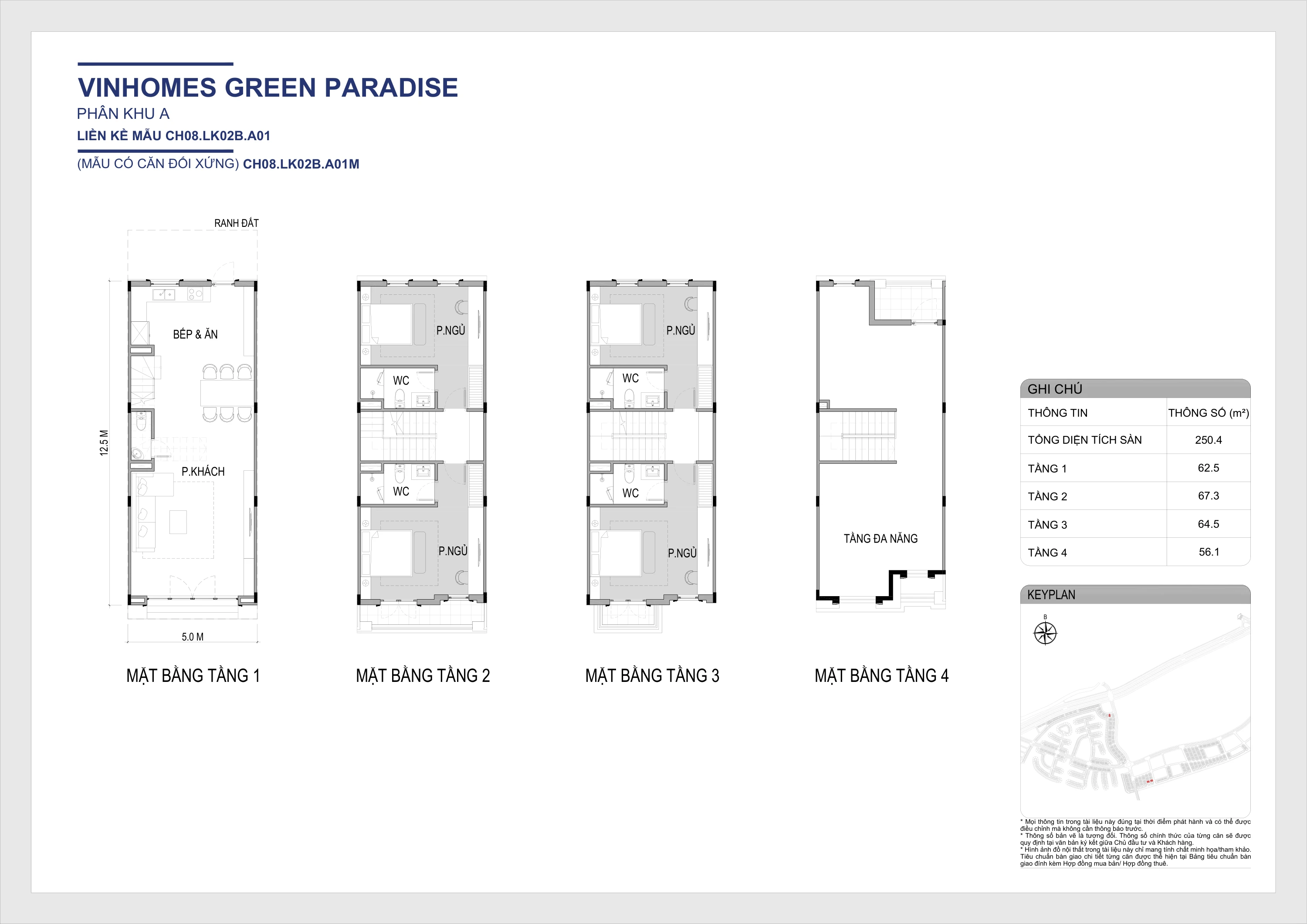 Bản vẽ nhà liền kề CH08 LK02B A01 Vịnh Tiên Vinhomes Green Paradise
