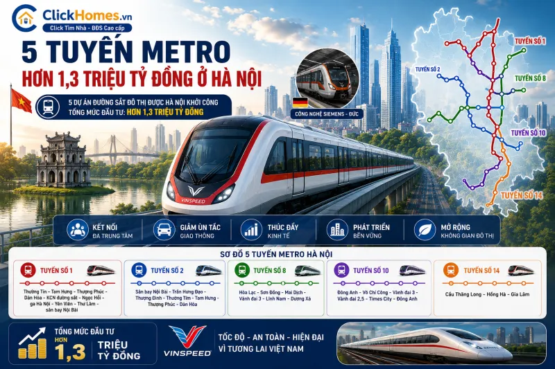 Vinhomes - VinSpeed làm tổng thầu EPC 5 tuyến metro Hà Nội, cú hích lớn cho hạ tầng và bất động sản Thủ Đô