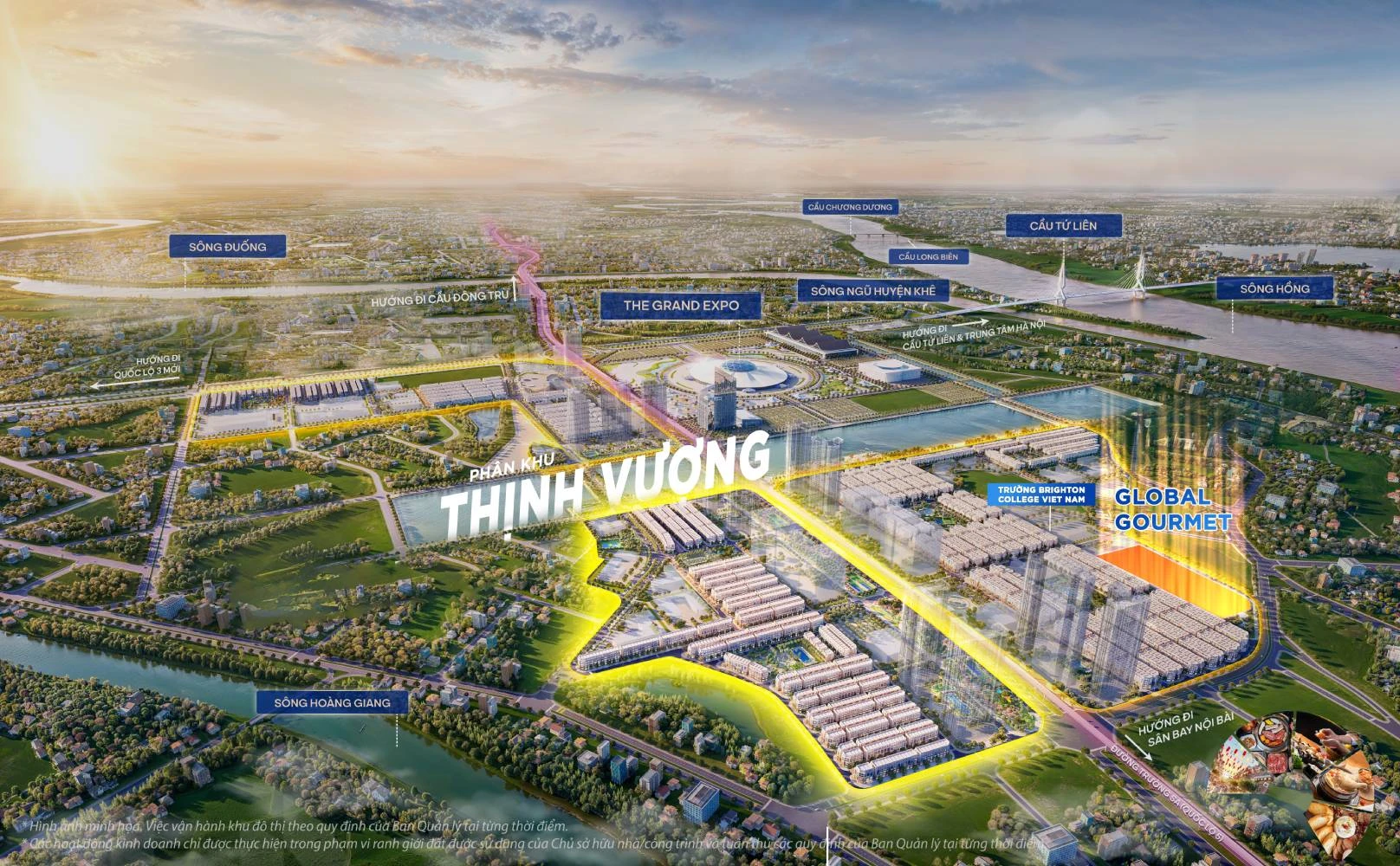 Phối cảnh vị trí phân khu Thịnh Vượng Vinhomes Cổ Loa dọc đường Trường Sa