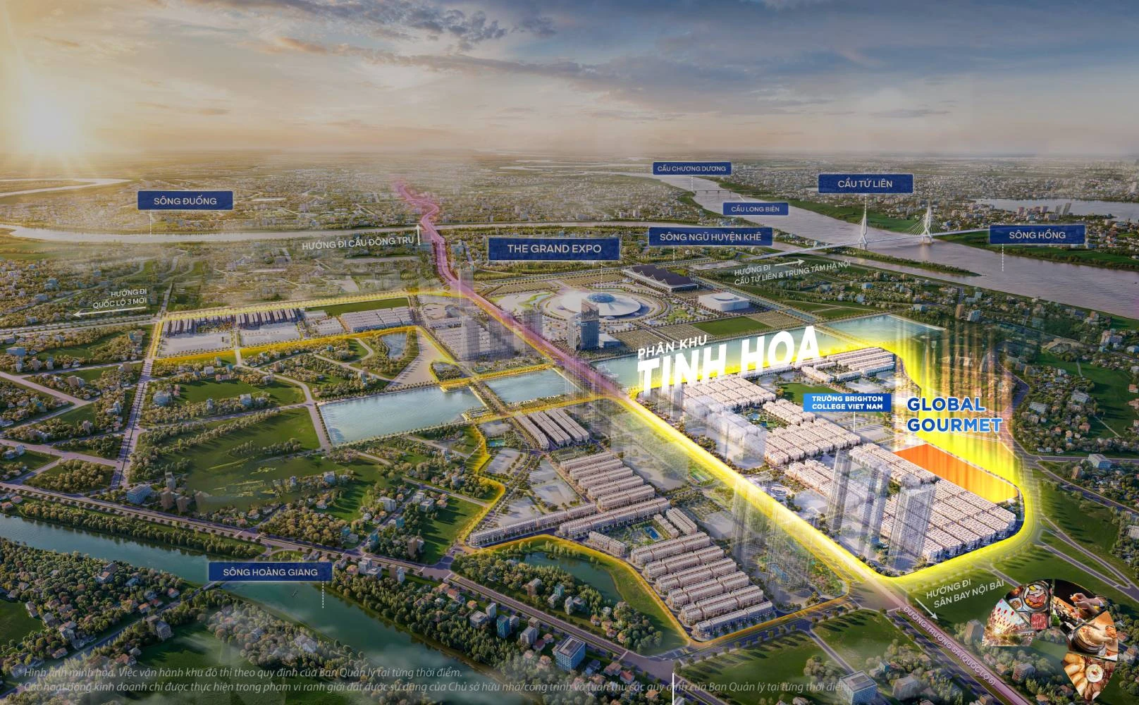 Bản đồ quy hoạch phân khu Tinh Hoa Vinhomes Global Gate Cổ Loa với nhà phố, biệt thự và khối cao tầng