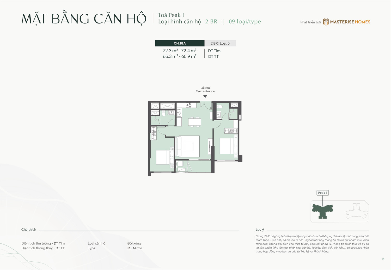 Layout căn hộ 2 Phòng Ngủ Type 5 dự án Lumière Essence Peak tòa Peak 1