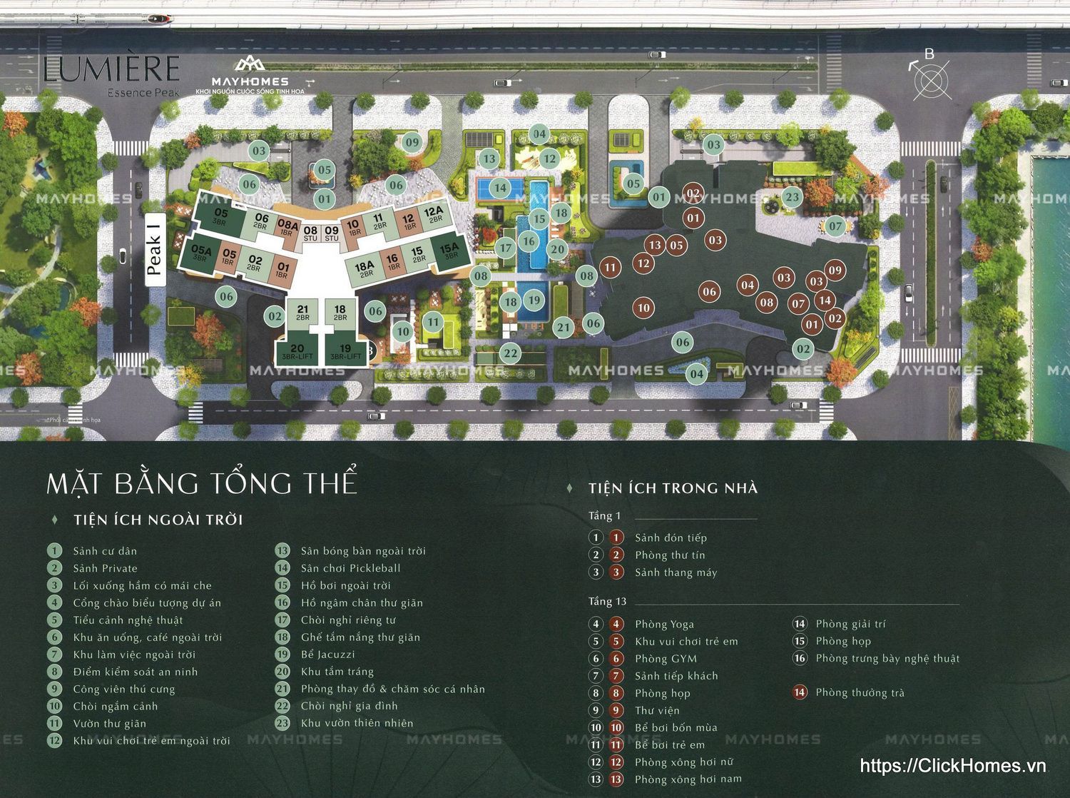 Tiện ích nội khu dự án LUMIÈRE ESSENCE PEAK Vinhomes Cổ Loa