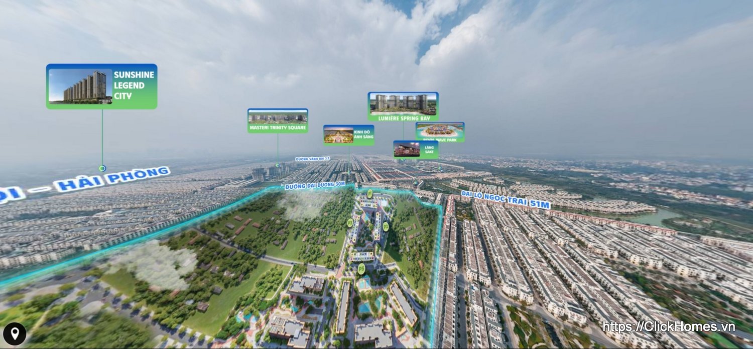 View 360 Dự Án The Parkland Nhìn Sang Lumiere Spring Bay